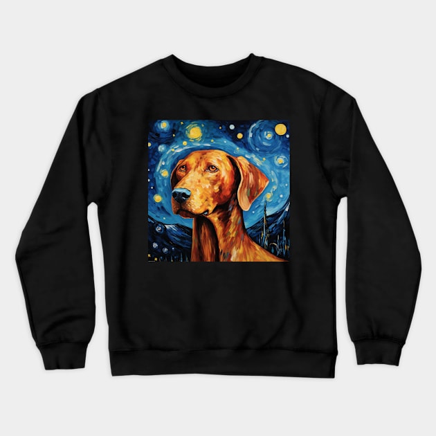 Redbone Dog Starry Night Crewneck Sweatshirt by NatashaCuteShop